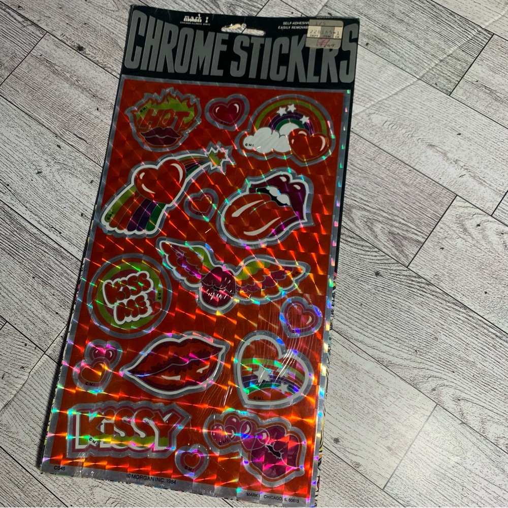 1980s Mark 1 Chrome Stickers 1984 VHTF Hearts Lips Rainbow Prism SEALED Unopened